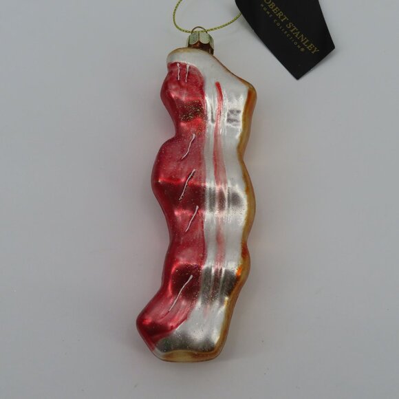 Robert Stanley Strip Of Bacon Ornament Glass Glittered Christmas Holiday NEW - Picture 4 of 6